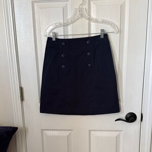 LOFT Dark Blue Double-Breasted Mini Skirt